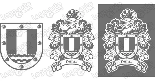 Imágenes vectoriales del escudo de armas del apellido Durán para descargar.