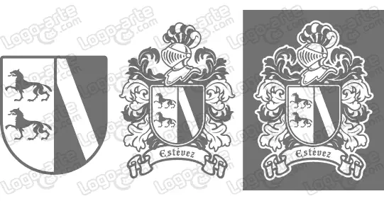 Imágenes vectoriales del escudo de armas del apellido Estévez para descargar.