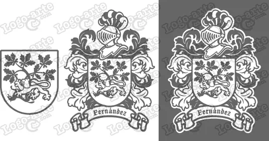 Imágenes vectoriales del escudo de armas del apellido Fernández para descargar.