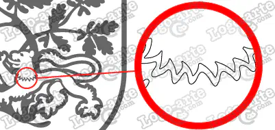 Las puntas y ángulos de este escudo heráldico vectorial están redondeados para facilitar el corte y pelado.