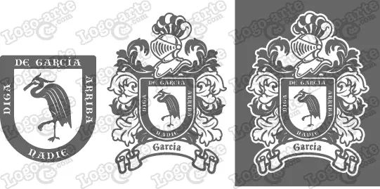 Imágenes vectoriales del escudo de armas del apellido García para descargar.