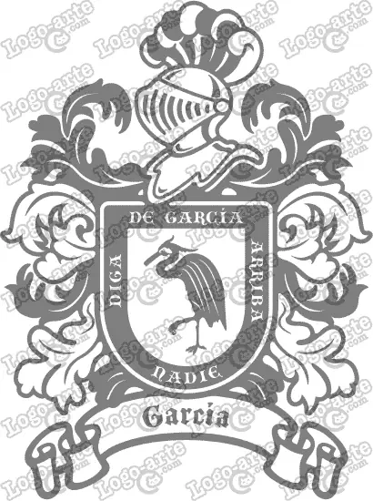 Escudo heráldico del apellido García en vectores para cortar en plotter.