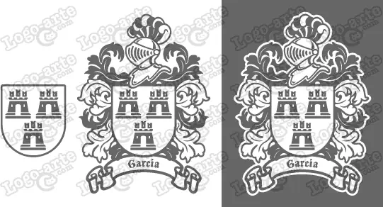 Imágenes vectoriales del escudo de armas del apellido García para descargar.