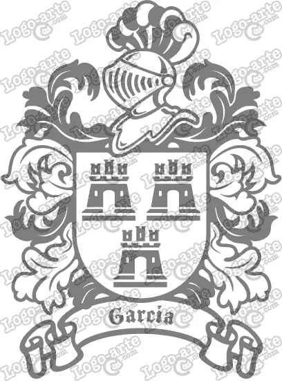 Escudo heráldico del apellido García en vectores para cortar en plotter.