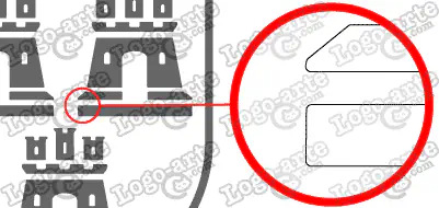 Las puntas y ángulos de este escudo heráldico vectorial están redondeados para facilitar el corte y pelado.