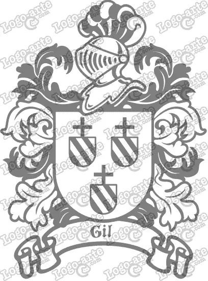 Escudo heráldico 2 del apellido Gil en vectores para cortar en plotter.