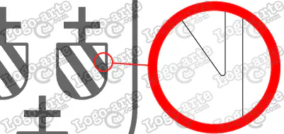 Las puntas y ángulos de este escudo heráldico vectorial están redondeados para facilitar el corte y pelado.