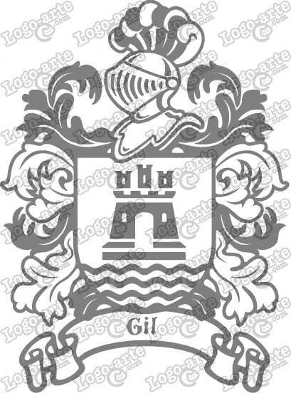 Escudo heráldico del apellido Gil en vectores para cortar en plotter.