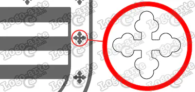Las puntas y ángulos de este escudo heráldico vectorial están redondeados para facilitar el corte y pelado.