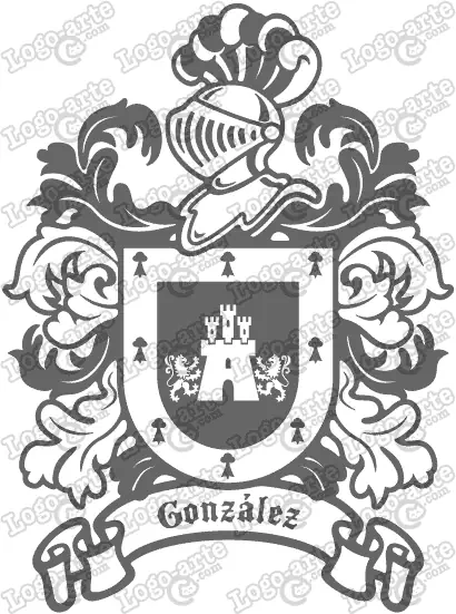Escudo heráldico del apellido González en vectores para cortar en plotter.