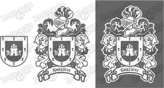Imágenes del escudo de armas vectorial del apellido González para descargar.