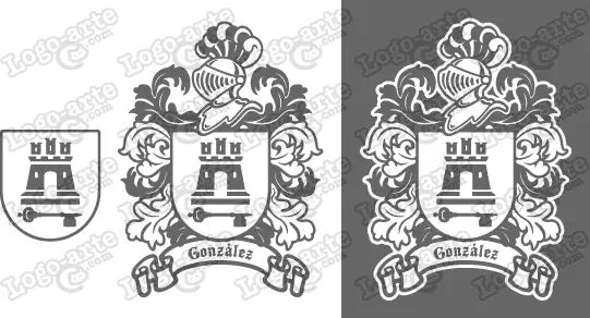 Imágenes vectoriales del escudo de armas del apellido González para descargar.