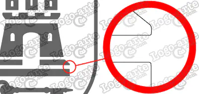 Las puntas y ángulos de este escudo heráldico vectorial están redondeados para facilitar el corte y pelado.
