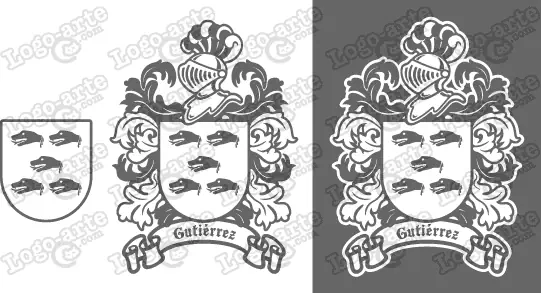 Imágenes vectoriales del escudo de armas del apellido Gutiérrez para descargar.