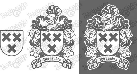 Imágenes vectoriales del escudo de armas del apellido Hernández para descargar.