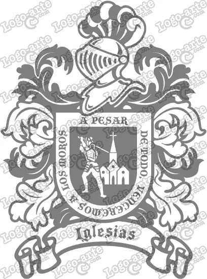 Escudo heráldico del apellido Iglesias en vectores para cortar en plotter.