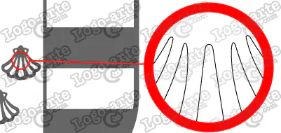 Las puntas y ángulos de este escudo heráldico vectorial están redondeados para facilitar el corte y pelado.