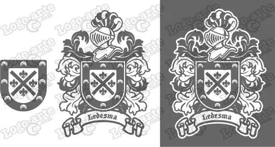 Imágenes vectoriales del escudo de armas del apellido Ledesma para descargar.