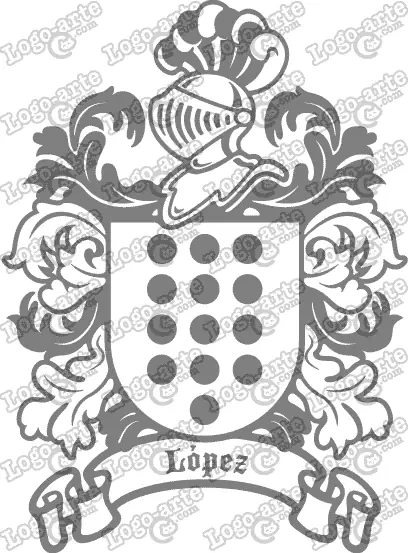 Escudo heráldico del apellido López en vectores para cortar en plotter.