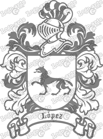 Escudo heráldico del apellido López en vectores para cortar en plotter.