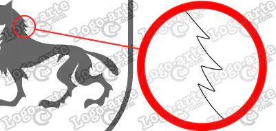 Las puntas y ángulos de este escudo heráldico vectorial están redondeados para facilitar el corte y pelado.