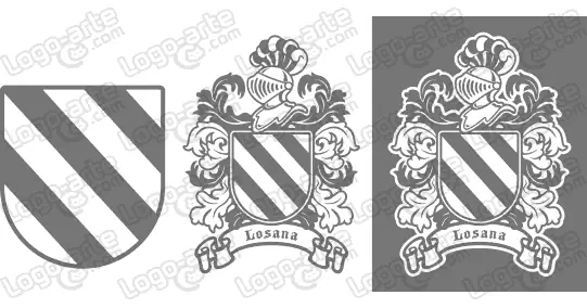 Imágenes vectoriales del escudo de armas del apellido Losana para descargar.