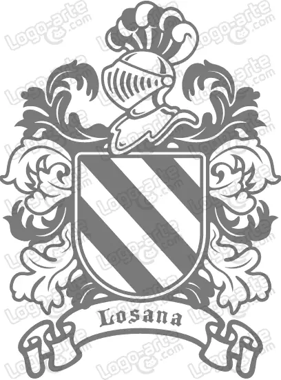Escudo heráldico del apellido Losana en vectores para cortar en plotter.