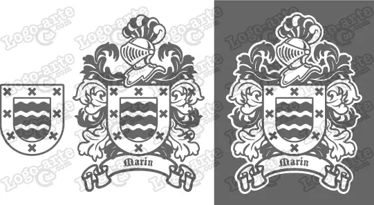 Imágenes vectoriales del escudo de armas del apellido Marín para descargar.