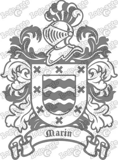 Escudo heráldico del apellido Marín en vectores para cortar en plotter.
