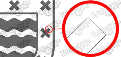 Las puntas y ángulos de este escudo heráldico vectorial están redondeados para facilitar el corte y pelado.