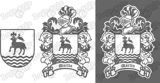Imágenes vectoriales del escudo de armas del apellido Martín para descargar.