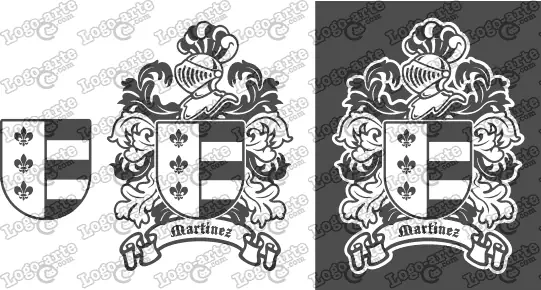 Imágenes vectoriales del escudo de armas del apellido Martínez para descargar.