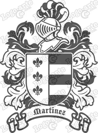 Escudo heráldico del apellido Martínez en vectores para cortar en plotter.