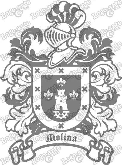 Escudo heráldico del apellido Molina en vectores para cortar en plotter.