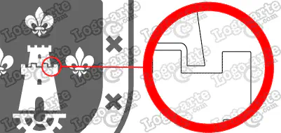 Las puntas y ángulos de este escudo heráldico vectorial están redondeados para facilitar el corte y pelado.