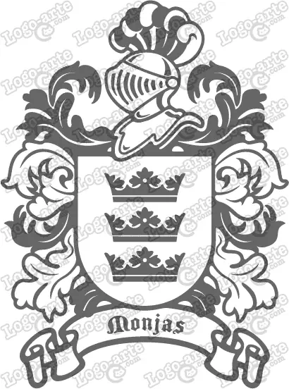 Escudo heráldico del apellido Monjas en vectores para cortar en plotter.