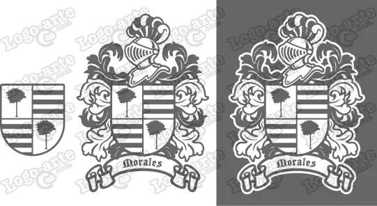 Imágenes vectoriales del escudo de armas del apellido Morales para descargar.