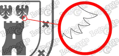 Las puntas y ángulos de este escudo heráldico vectorial están redondeados para facilitar el corte y pelado.