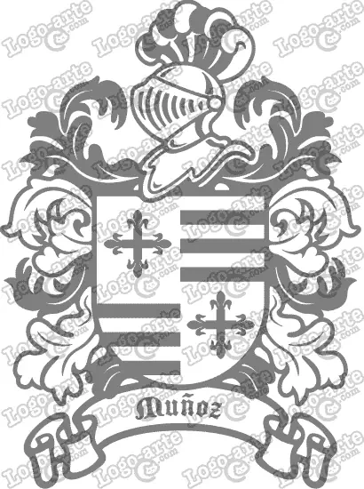 Escudo heráldico del apellido Muñoz en vectores para cortar en plotter.