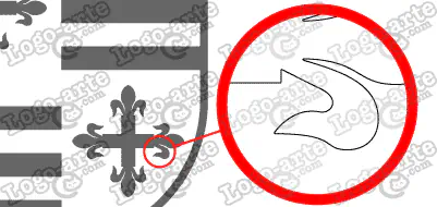 Las puntas y ángulos de este escudo heráldico vectorial están redondeados para facilitar el corte y pelado.