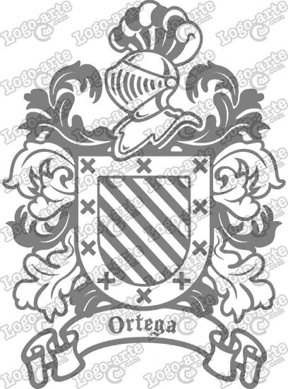 Escudo heráldico del apellido Ortega en vectores para cortar en plotter.