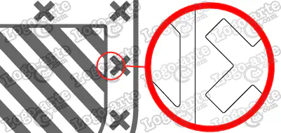 Las puntas y ángulos de este escudo heráldico vectorial están redondeados para facilitar el corte y pelado.