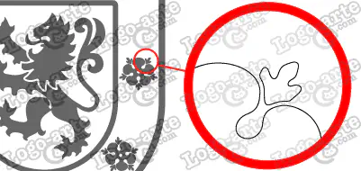 Las puntas y ángulos de este escudo heráldico vectorial están redondeados para facilitar el corte y pelado.