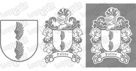 Imágenes vectoriales del escudo de armas del apellido Parrón para descargar.