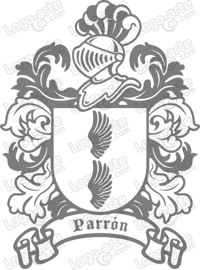 Escudo heráldico del apellido Parrón en vectores para cortar en plotter.