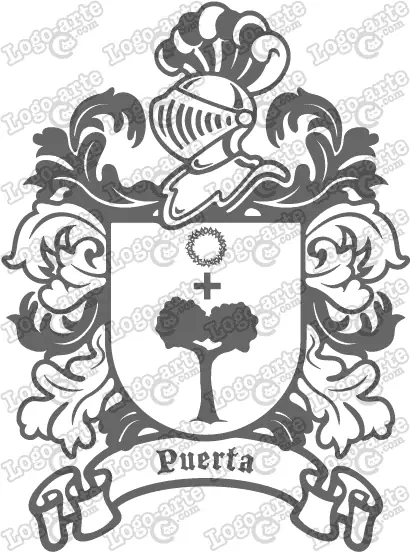 Escudo heráldico del apellido Puerta en vectores para cortar en plotter.
