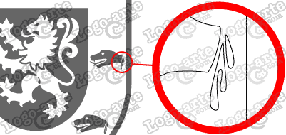 Las puntas y ángulos de este escudo heráldico vectorial están redondeados para facilitar el corte y pelado.