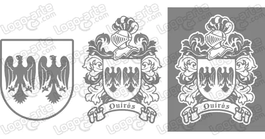 Imágenes vectoriales del escudo de armas del apellido Quirós para descargar.