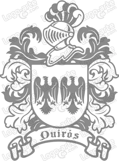 Escudo heráldico del apellido Quirós en vectores para cortar en plotter.