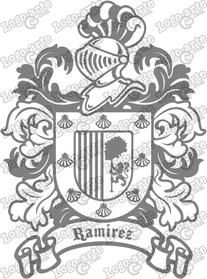 Escudo heráldico vectorial del apellido Ramírez para cortar en plotter.